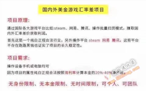 国内外美金游戏汇率差项目，值得一看