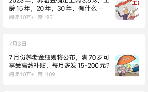 公众号项目：养老金，篇篇10W+