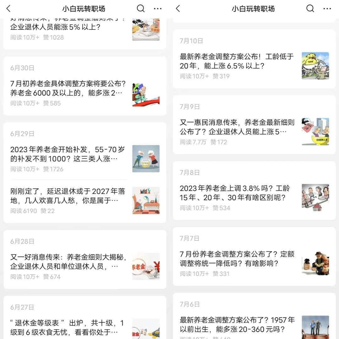 公众号项目：养老金，篇篇10W+